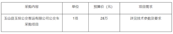28萬(wàn)元，玉山縣公交車采購(gòu)項(xiàng)目(圖1)